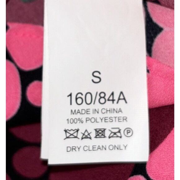 Kate Spade Blouse Pink & Burgundy Floral Small V-Neck W/ Tie Long‎ Sleeve Ruffle - Picture 8 of 9